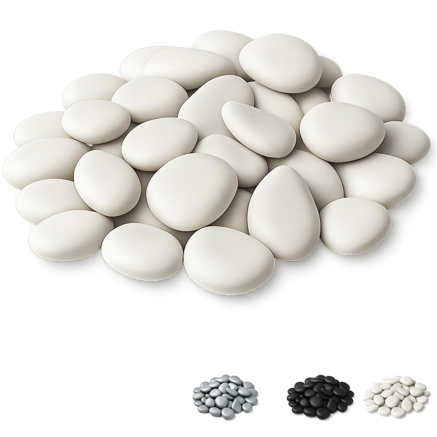 Sassi Decorativi in Plastica per Vasi 80 pz 2-5 cm Bianco