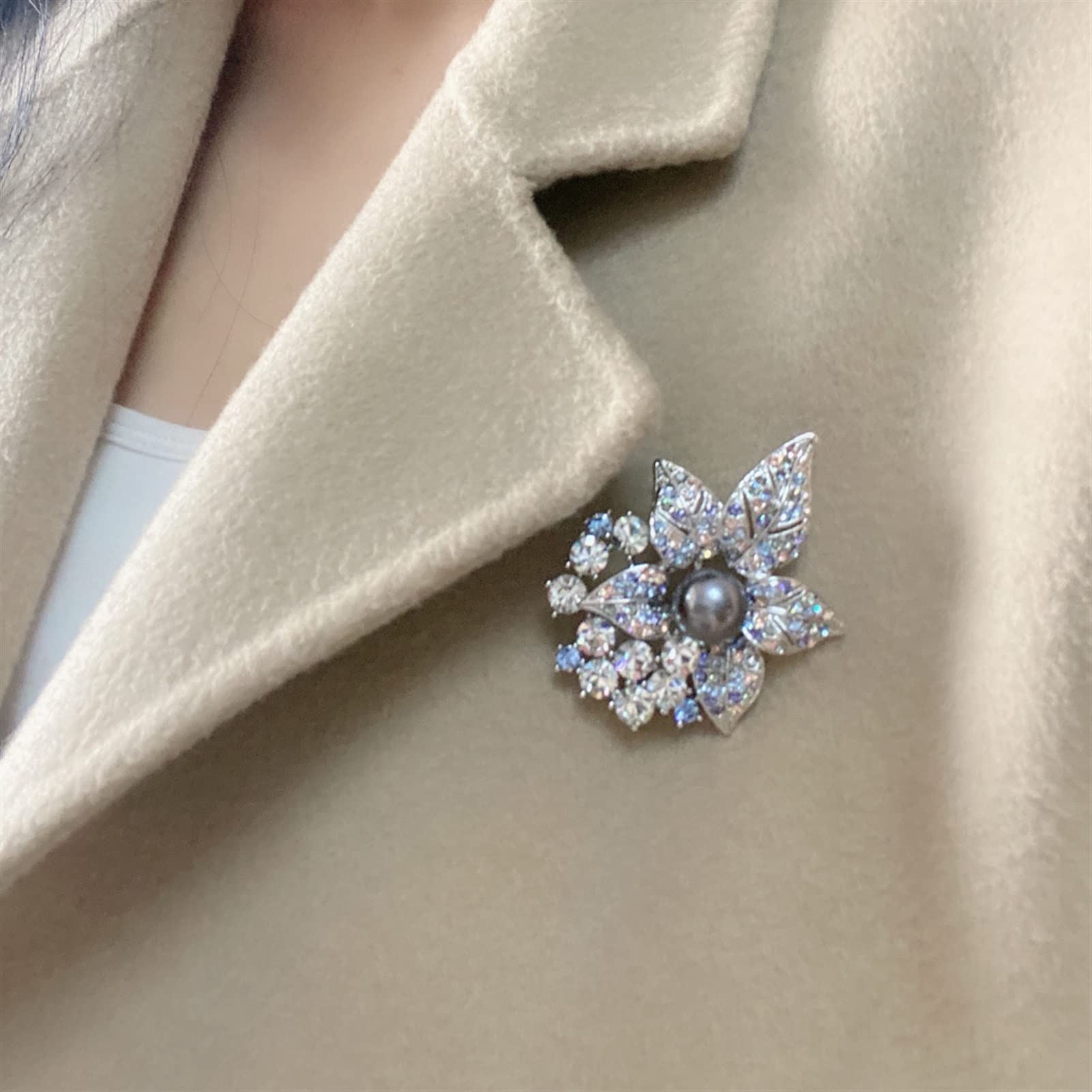Wedding Brooch Blumenbrosche Pin Bunte Blume Broschen simulierte Kristall- und Faux Perle Brosche for Frauen Damen Kleidung Dekoration (Size :)