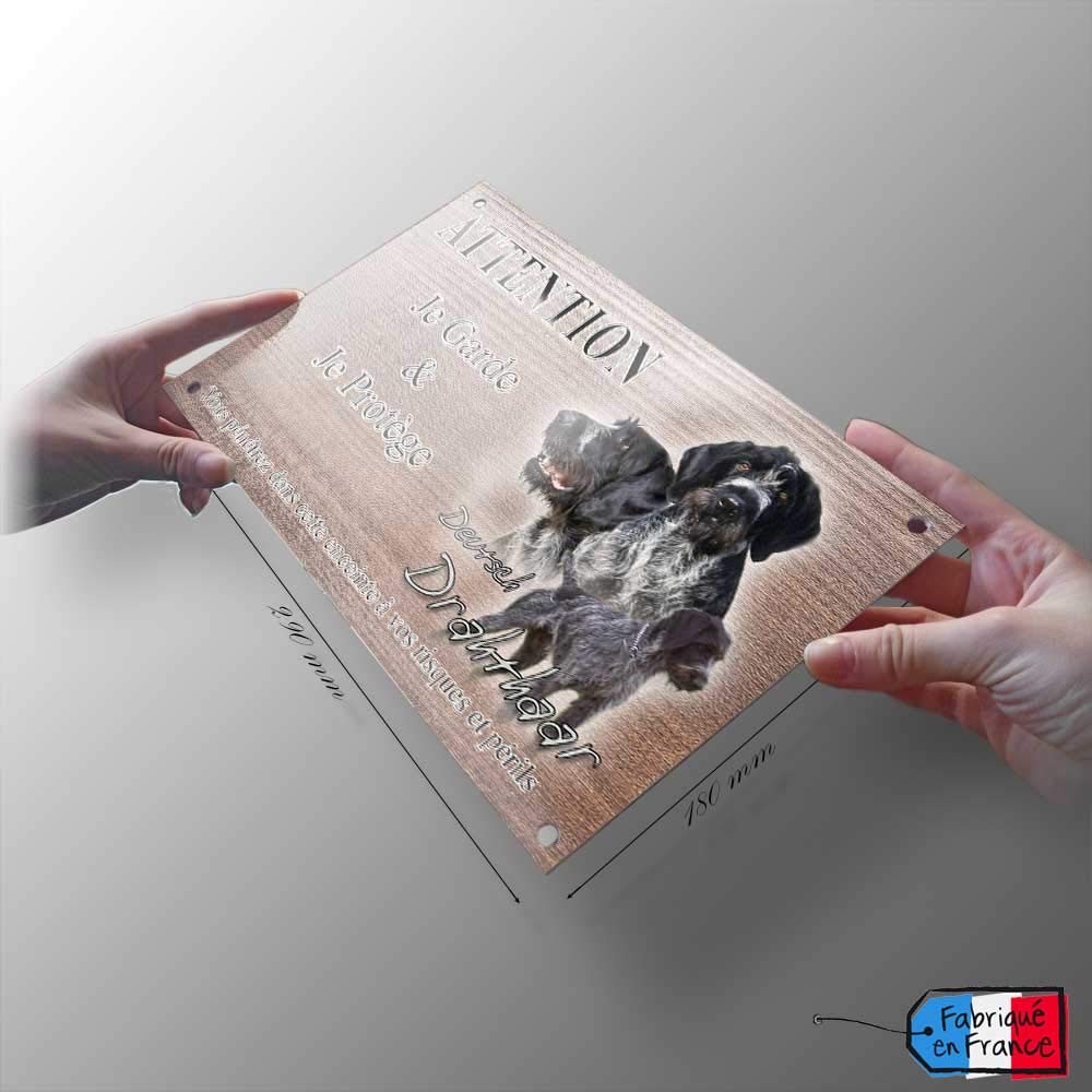Cartello Segnaletico In PVC Per Cane Drahthaar - 30x15 Cm, Con Frasi Normative E Viti Inox