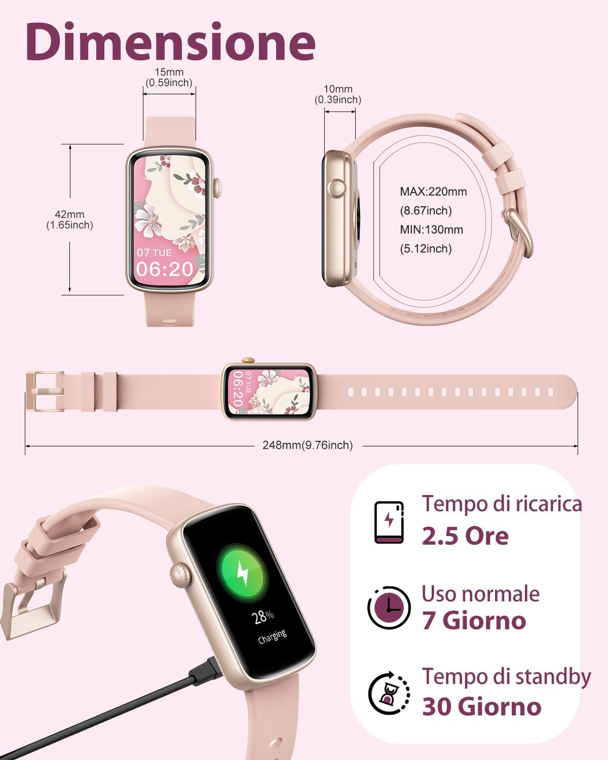 SHANG WING Smartwatch Donna Orologio Fitness Tracker Contapssi Cardiofrequenzimetro da Polso Saturimetro Orologio Sportive Smartband Impermeabile Notifiche Whatsapp e Chiamate per Android iOS Rosa SHANG WING Smartwatch Donna Orologio Fitness Tracker Contapssi Cardiofrequenzimetro da Polso Saturimetro Orologio Sportive Smartband Impermeabile Notifiche Whatsapp e Chiamate per Android iOS Rosa