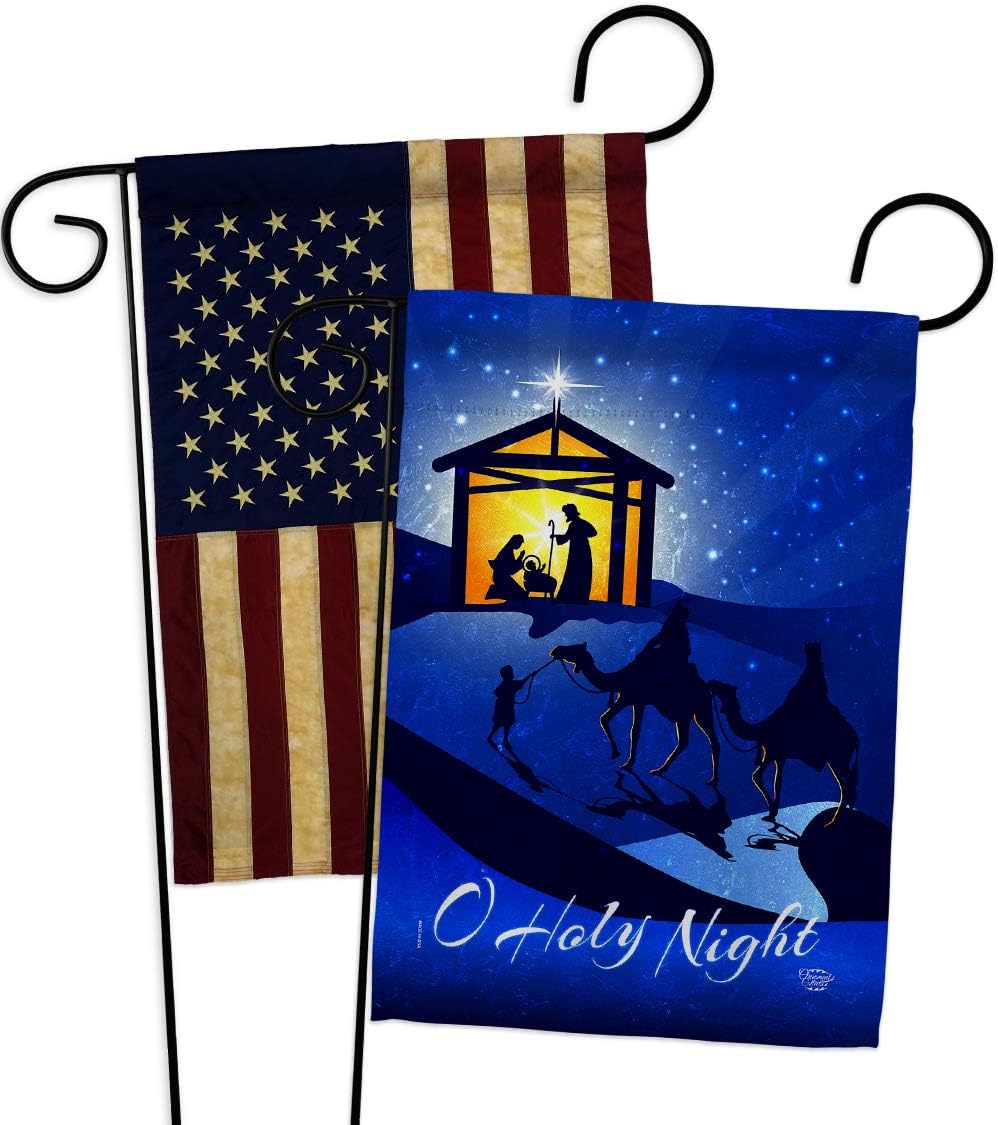 Star of Bethlehem Garden Flags 2pcs Pack Wintertime Nativity Three King Religious Holy Family Season Christian Small Decorative Gift Yard House Banner Made In USA 13 X 18.5