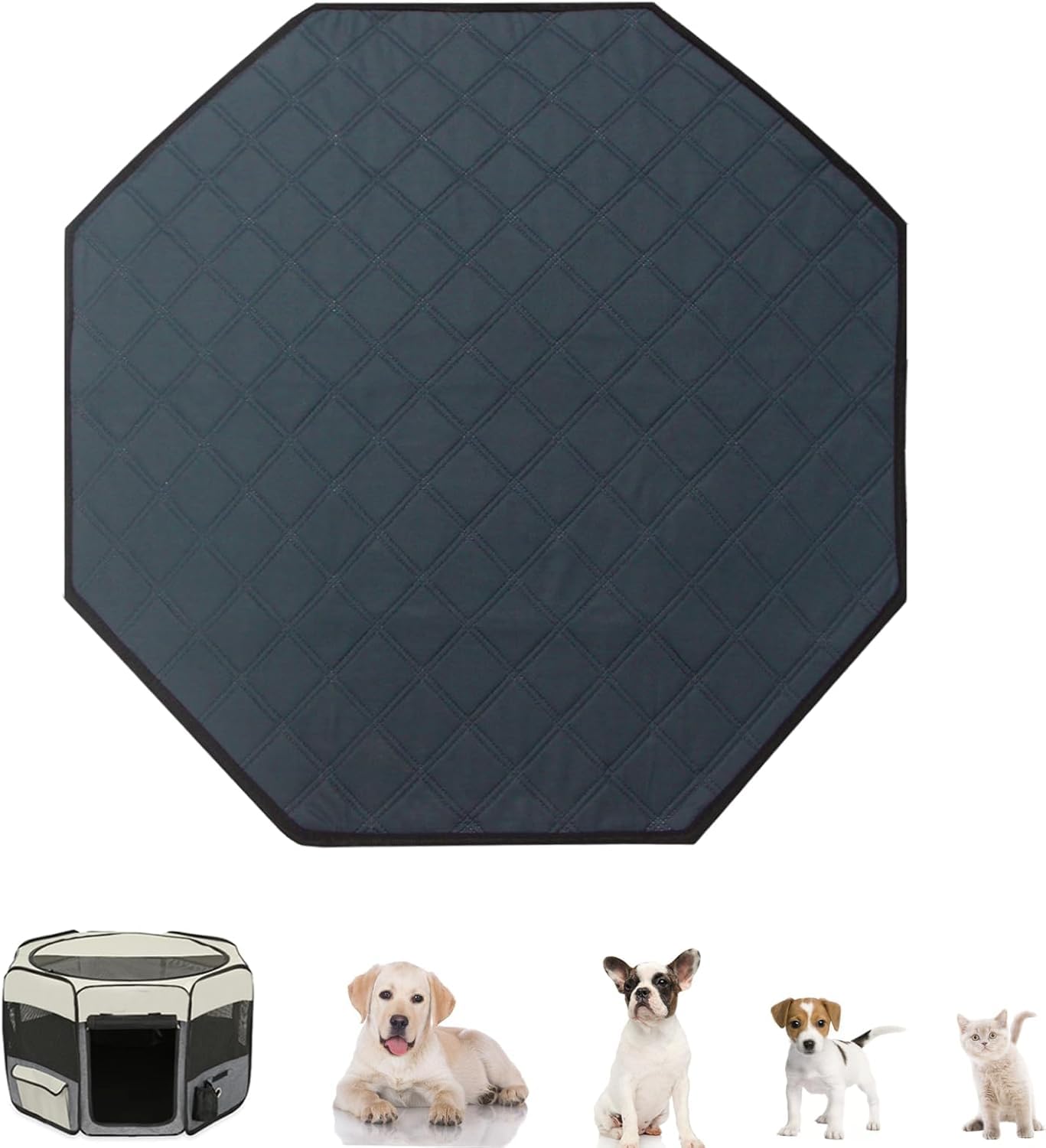 Octagon Dog Playpen Mat, Washable Non-Slip Pee Pad Liner for Foldable Portable Playpen, Leakproof Waterproof Floor Protector for Dogs Indoor Outdoor