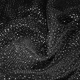 Horbaunal Black Glitter Tulle Fabric Rolls with Shiny Silver Sequin, 1 Yard Tulle Bolt Black 54 Inch Wide, Sheer Netting Fabric for Bridal Veil Tutu Skirt Wedding Arch