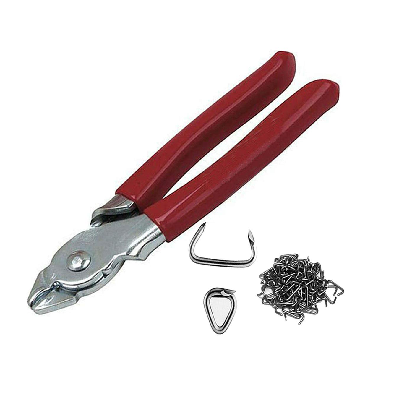hog Ring Pliers Upholstery 100 Clip Fasteners Tools Set Fence kit and