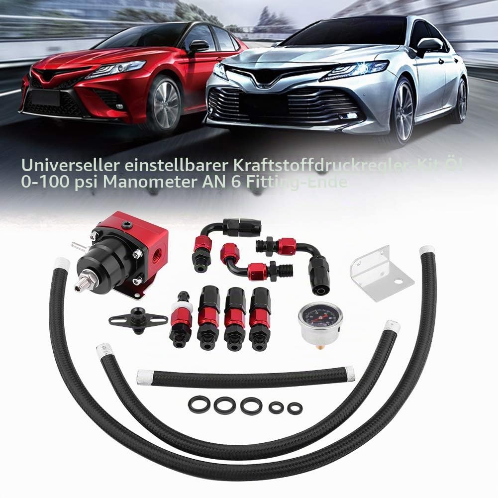 Universal Einstellbarer Benzindruckregler Kit Ölmessstab 0-100psi AN 6
