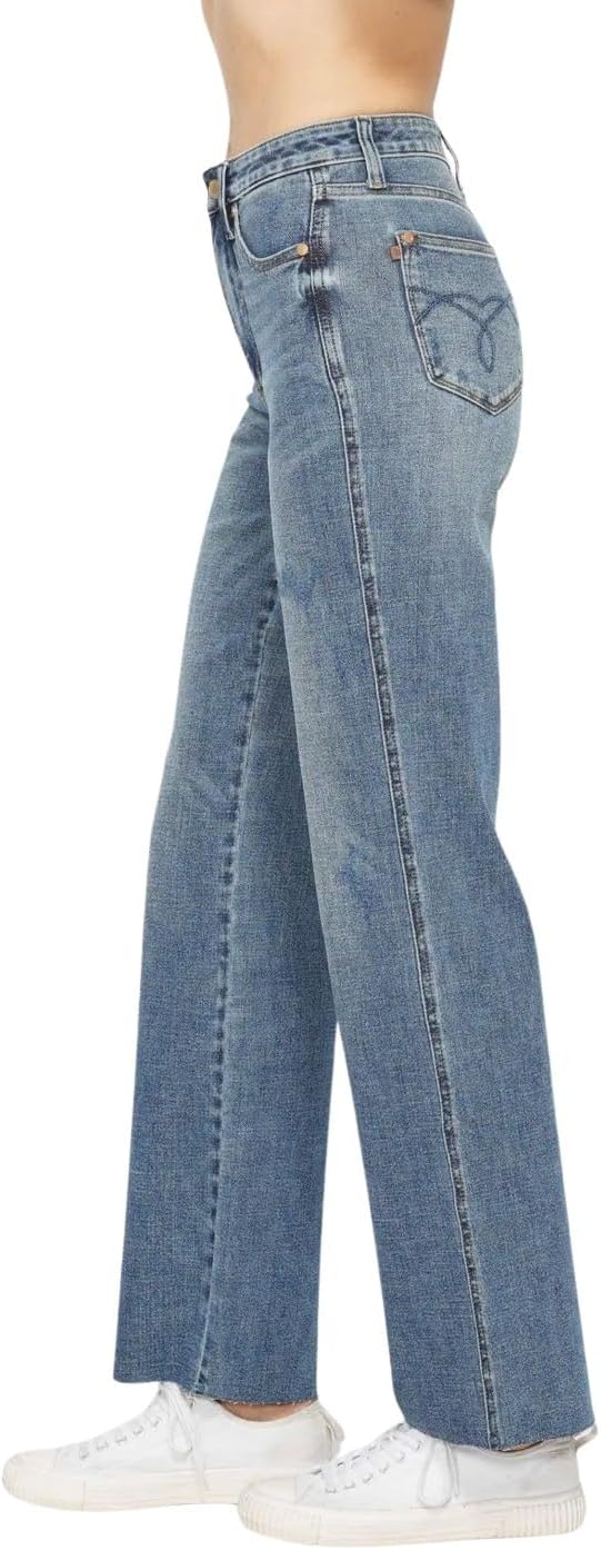 Judy Blue Women's High Waist Tummy Control Raw Hem Straight Jeans - Image 2