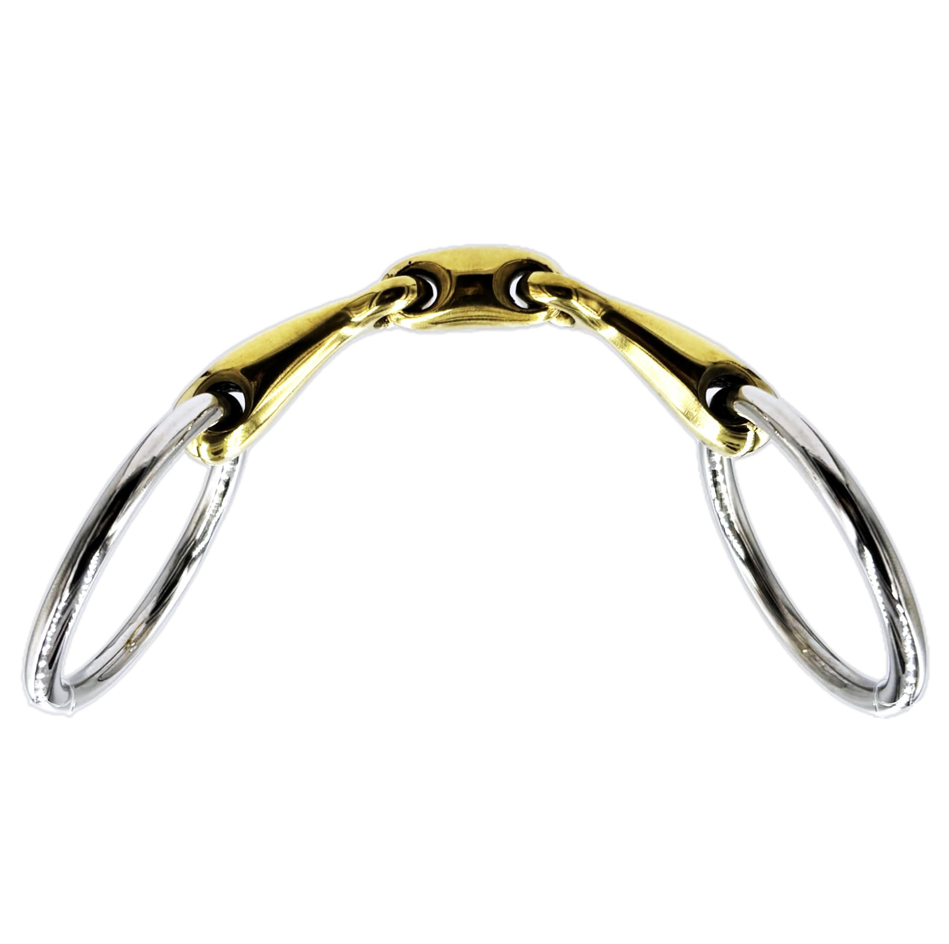 ES0275 Gebiss Wassertrense Doppelt Gebrochen aus Kupfer und Edelstahl Ringdurchmesser 60 mm Gebissstärke 14 mm (14.5 cm)