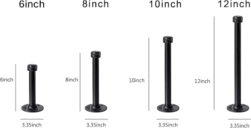 Miniatura 3 de Soportes industriales de tubo de hierro negro de 34 pulgadas, soportes rústicos para colgar en la pared, soportes de tubería personalizados para