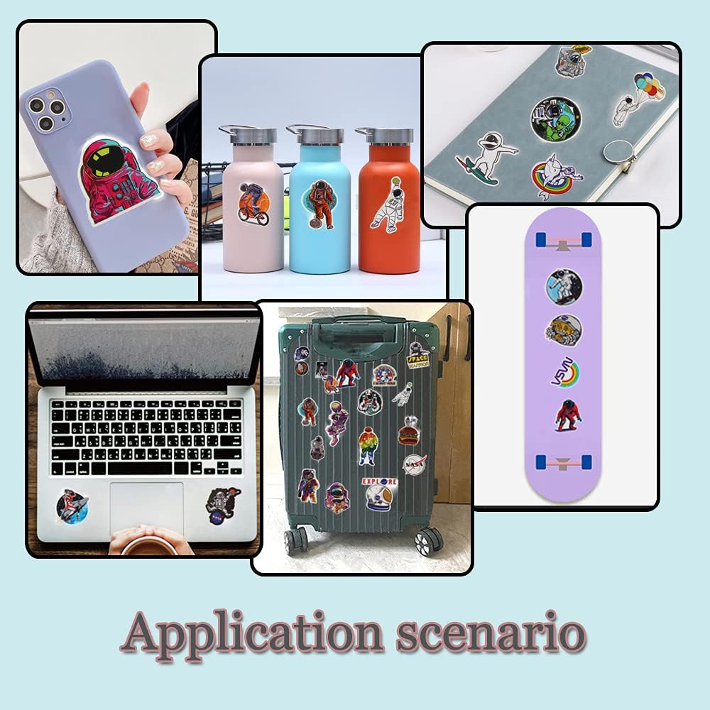 100 Space Stickers, NASA Stickers, Fun Stickers, Random Sticker Bombs, Commonly Used on Water Bottles, Skateboards, Laptops, Luggage, Aesthetic Sticker Packs for Rewarding Kids
