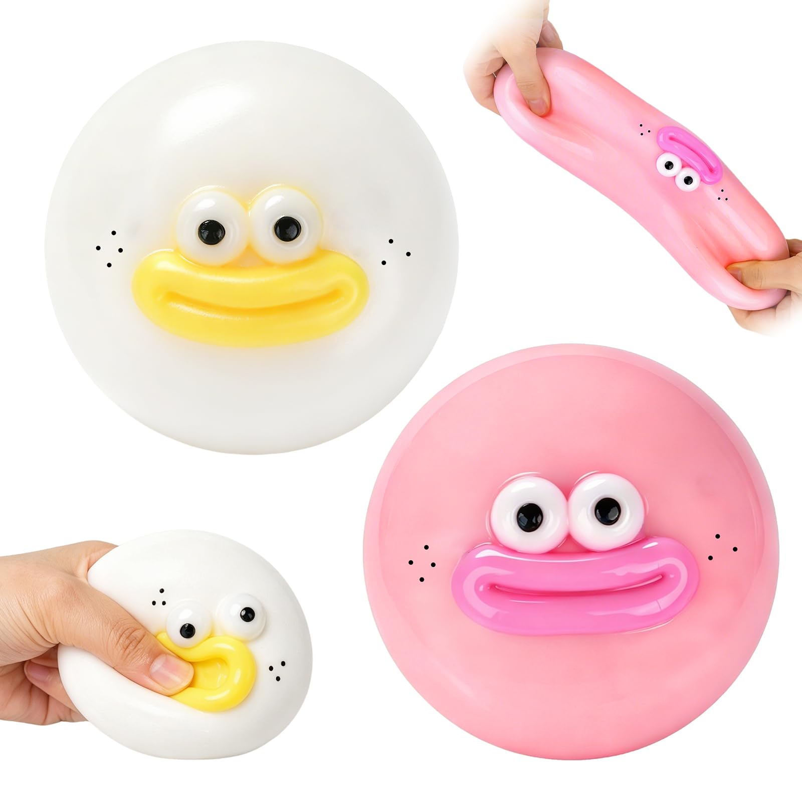2PCS Face Swap Squishy Toys, Ugly Sausage Lip Slow Rise Squishy Fidget Toys, Stress Balls for Adults Kids, Cute Sensory Squeeze Balls, Funny Gifts for Anxiety Relief in Office Calming Travel Study — image 1