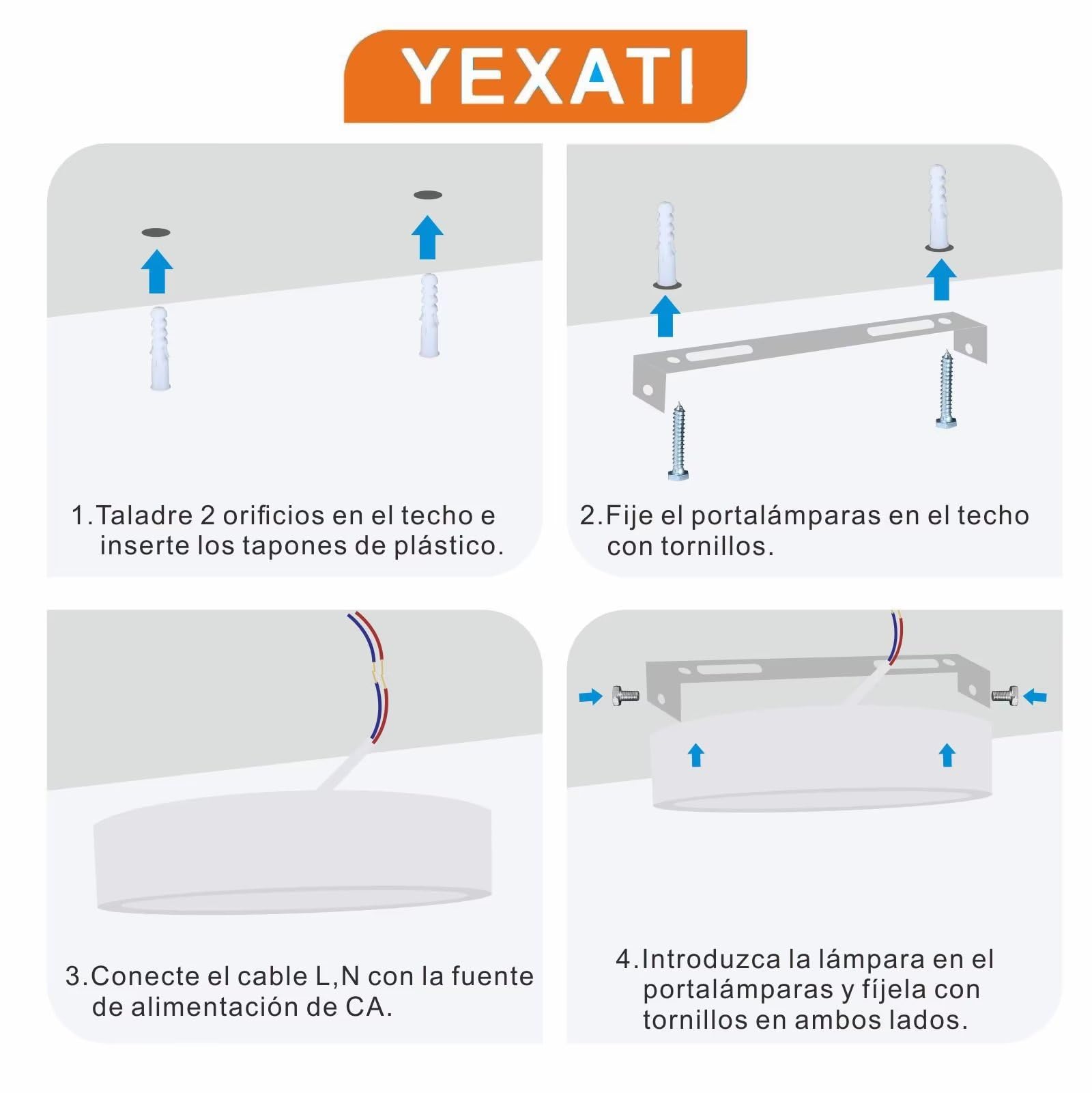 Yexati Pack 6X Panel LED Circular 15W 1800LM, Plafon Superficie LED Redondo (3000K) Color Blanco Calido, IP44 Angulo 120 Driver Incluido. para Dormitorio Cocina Salon Baño Comedor Pasillo 170 * 28Hmm
