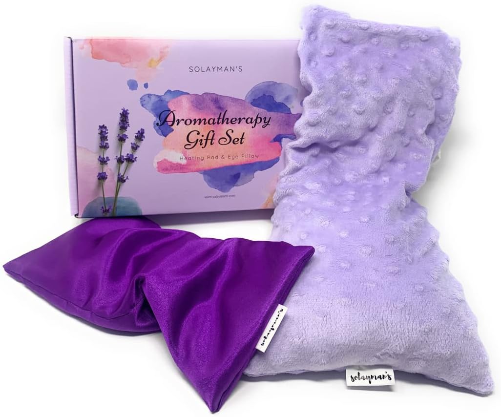 Microwavable Heat Pad & Eye Pillow – Gift Set – Lavender Scented Eye Pillow & Microwave Heating Pad Great Gifts for Women, Mom to Be Gift- Aromatherapy Sleeping Eye Mask for Yoga Headache Pain Relief