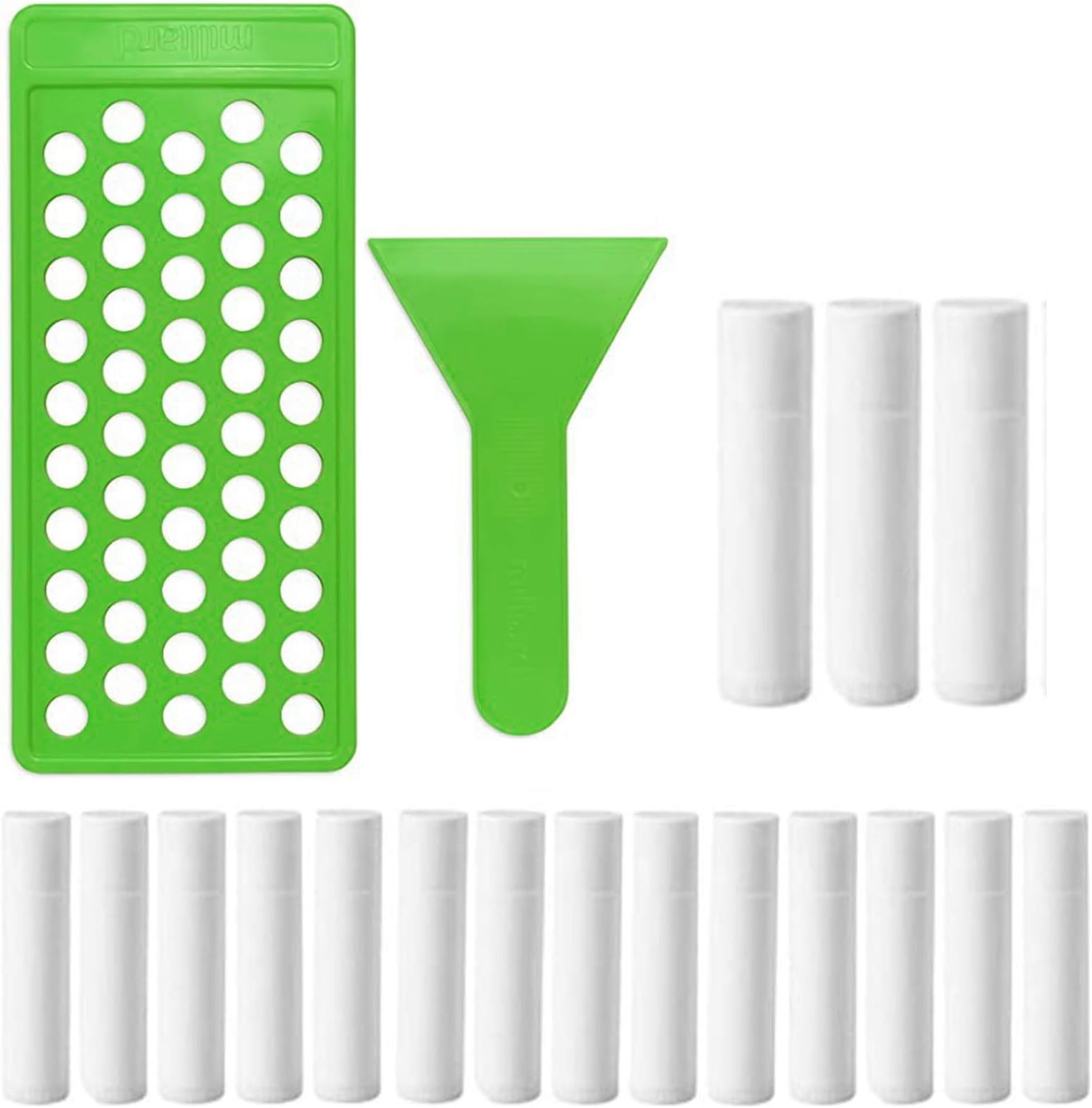 RONRONS Professional Lipsticks Filling Tray Kits, Including 1 Pieces Lip Balms Filling Tray 1 Pieces Spatula and 50 Pieces Empty Lip Balm Tubes with Caps DIY Lipstick Gifts for Women Grils Business