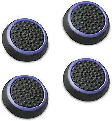 Fosmon Tampas de joystick de desempenho para Nintendo Switch 2, Switch 1, Joycon Grip, PS5, PS4, Xbox One, Xbox Series X/S, punhos de controle de borracha - Preto/Azul (2 pares - 4 peças)