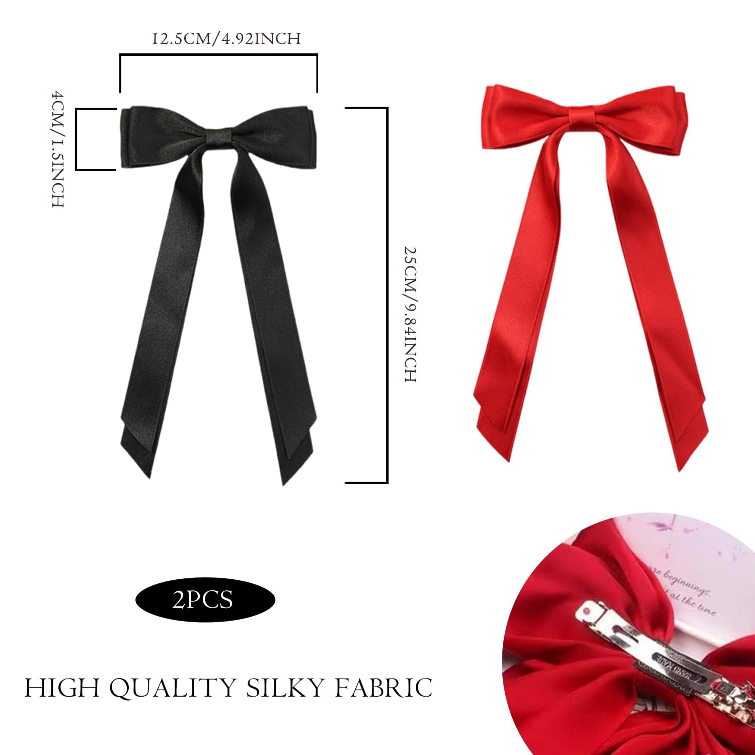 Silky Satin Hair Bows - Image 2
