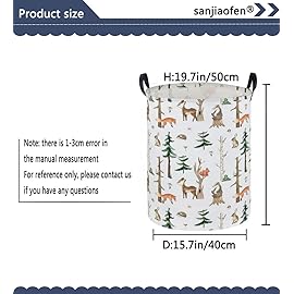 Sanjiaofen Kids Laundry Hamper,Animal Laundry Basket Collapsible Woodland Storage Baskets for Home Decor,Office,Home Organizer,(Woodland animal