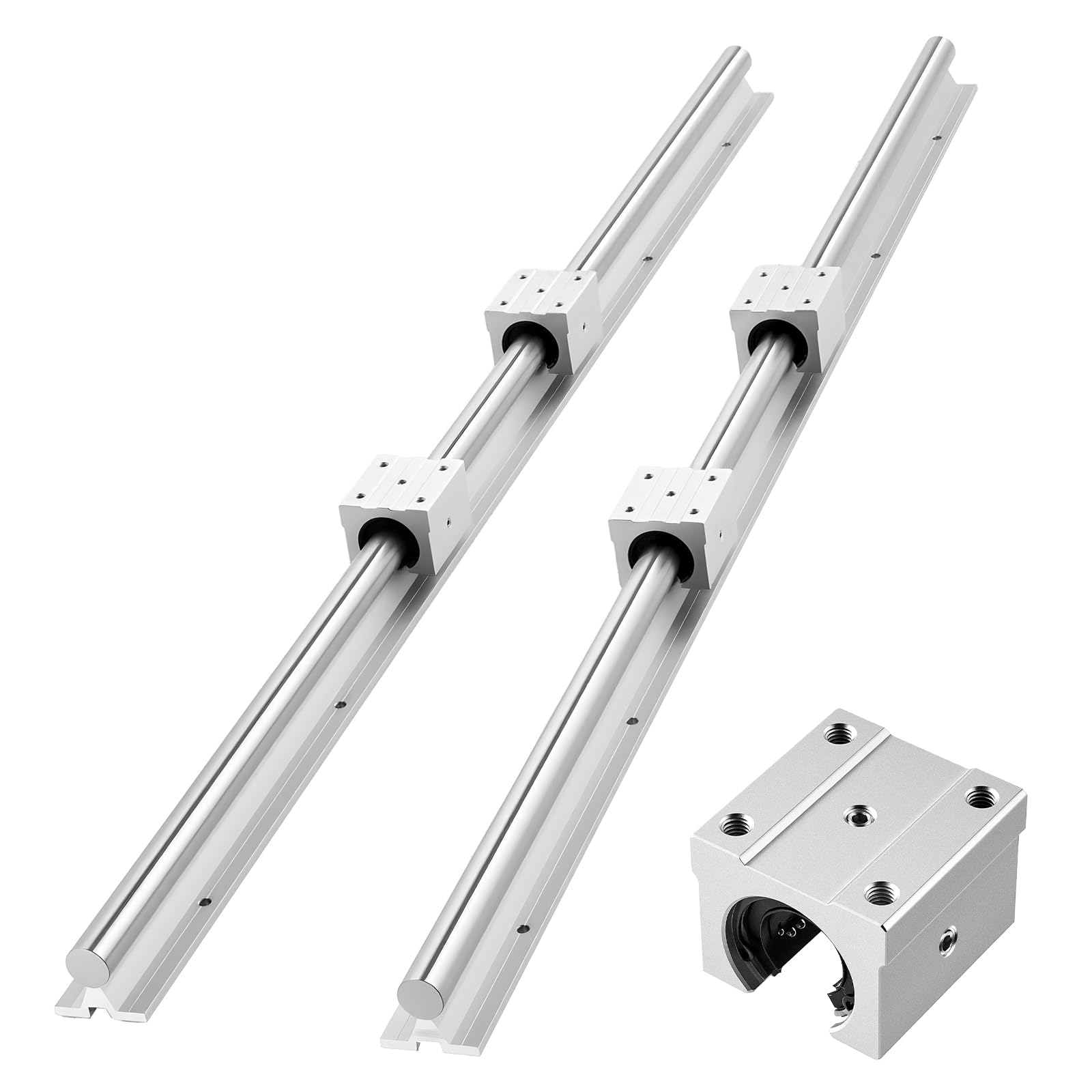 VEVOR Kit de Riel de Guía Lineal SBR25 1200 mm 2 Rieles 4 Bloques Deslizantes