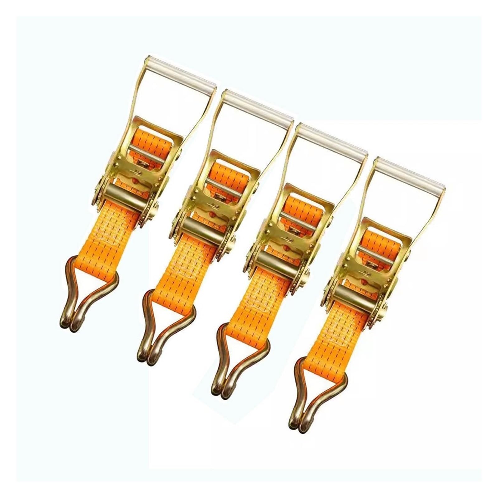 4 Unidades De 5000 Kg 5 M Correas Tensoras con Carraca Y Gancho 50 Mm De Trinquete De Amarre Correa Tensora De 5 T Color Naranja Trinquete para Carga Moto Camión(A,5cmx3m/1.96x118in)