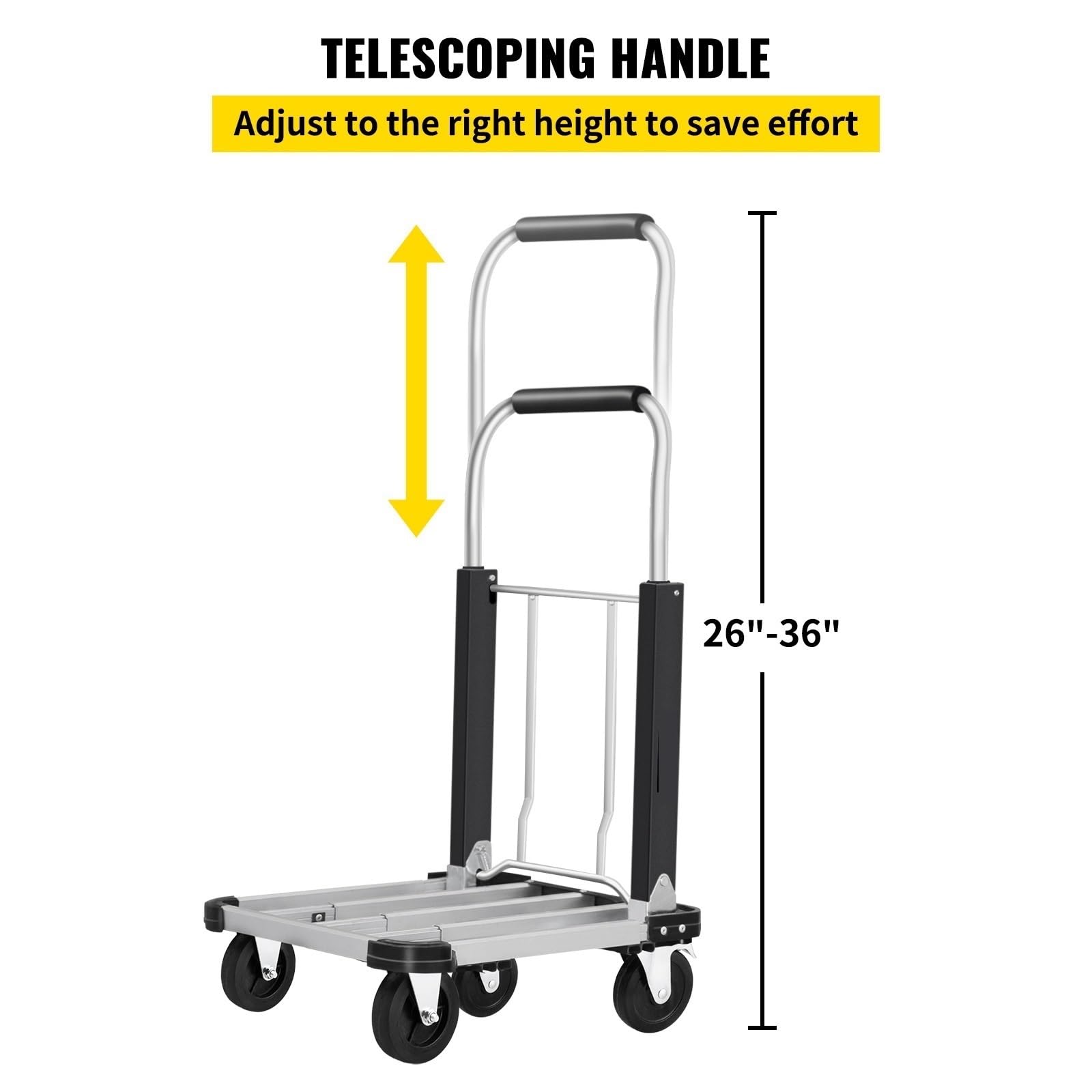 Składany wózek ręczny Dolly Cart z kółkami wózek bagażowy o pojemności 330lb solidna konstrukcja ze stopu aluminium Flatform Dolly