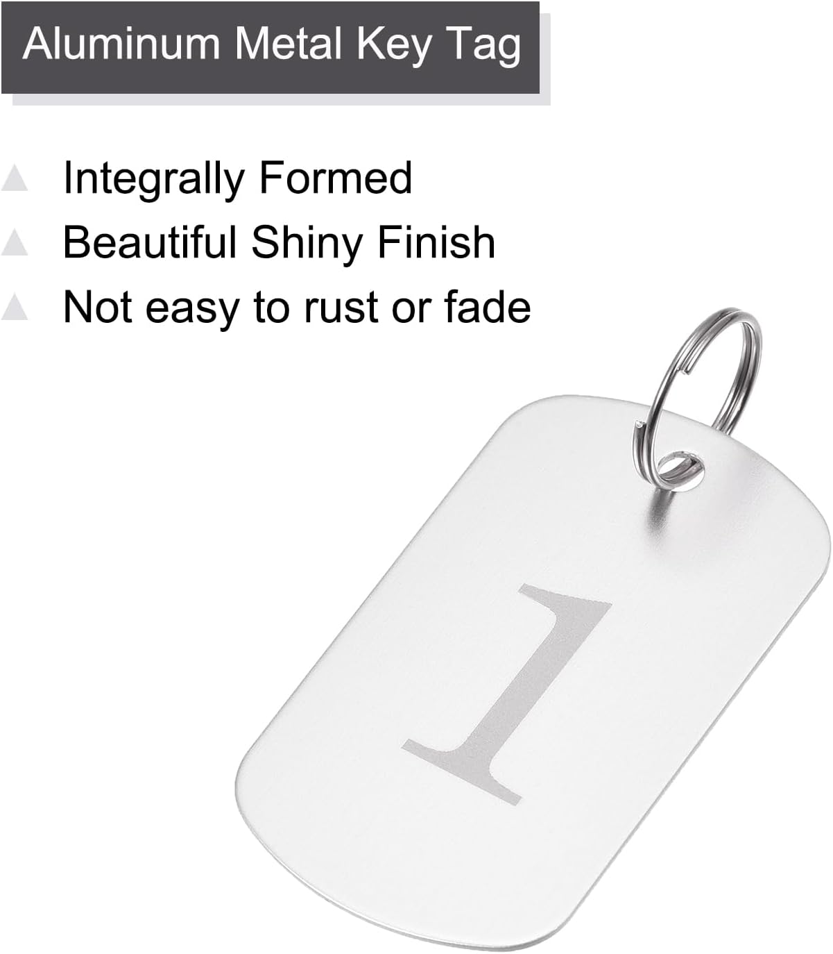 MECCANIXITY Numbered Tag, Aluminum Key Tags Metal ID Tags, 1-50 Number with Ring Silver Tone Rectangle for Decoration, Pack of 50