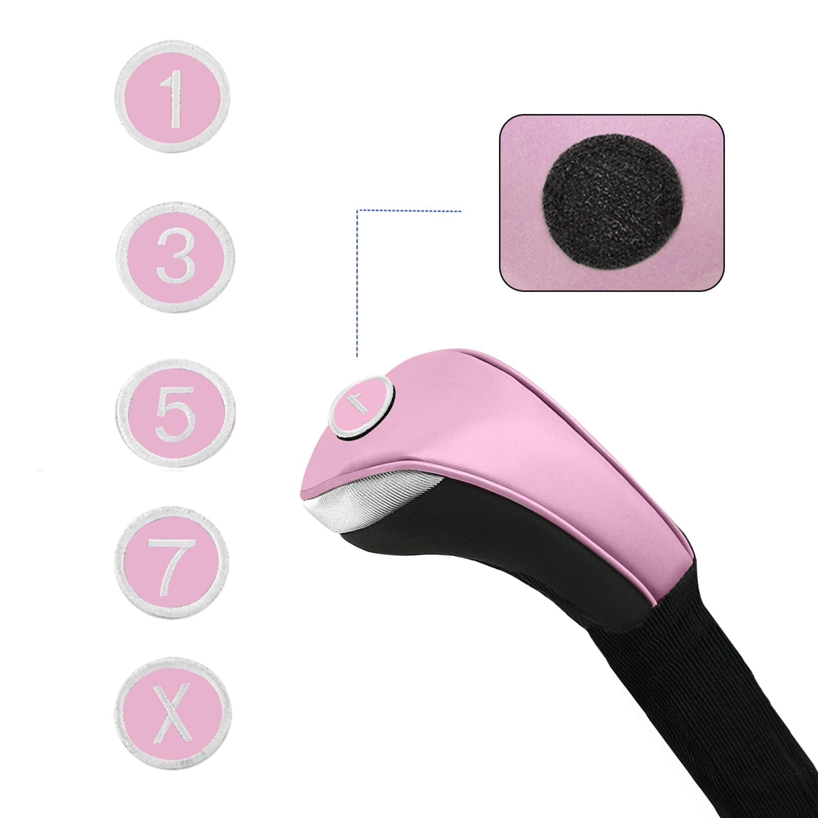 Andux 3pièces/Ensemble Couvre-Tête de Club de Golf en Bois PU Conducteur 460cc avec Long Cou