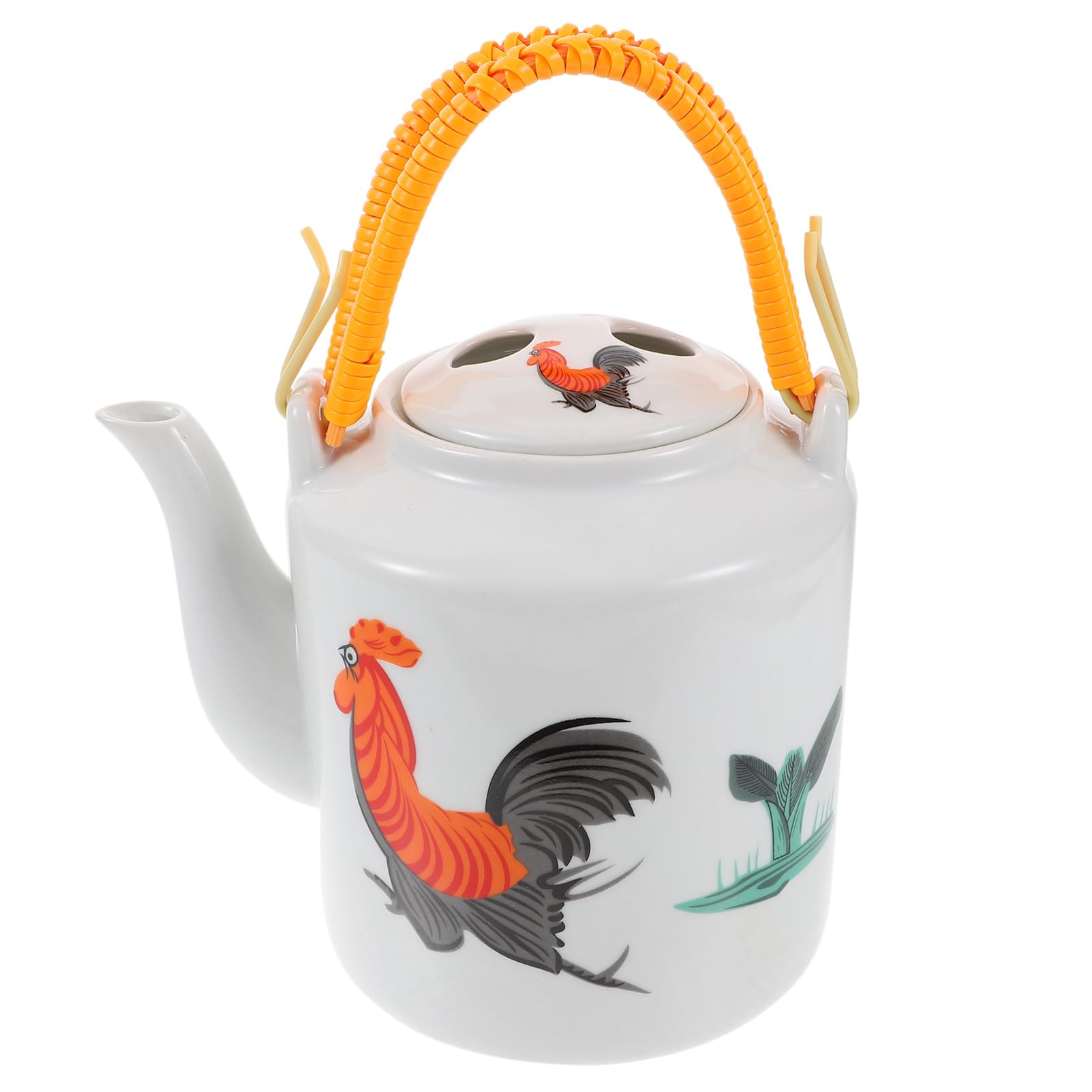 Tetera de Cerámica Retro con Asa, Color Claro para Hogar | Diseño Creativo y Único, Cómoda de Sujetar, Adecuada la Hora del Té de Tarde