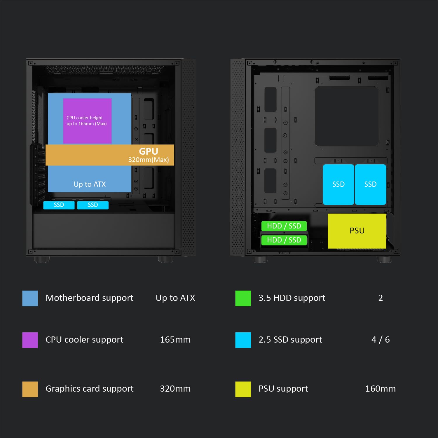 Amazon.com: AZZA CSAZ-340F CELESTA ATX Mid Tower Gaming Case