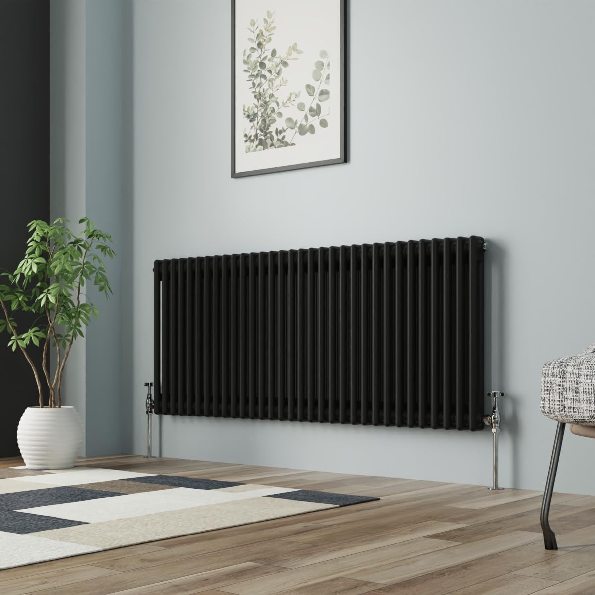 Nrg Black Column Radiator 600X1460mm Double Traditional Cast Iron Style Heater Interior Designer Horizontal Bathroom Radiators