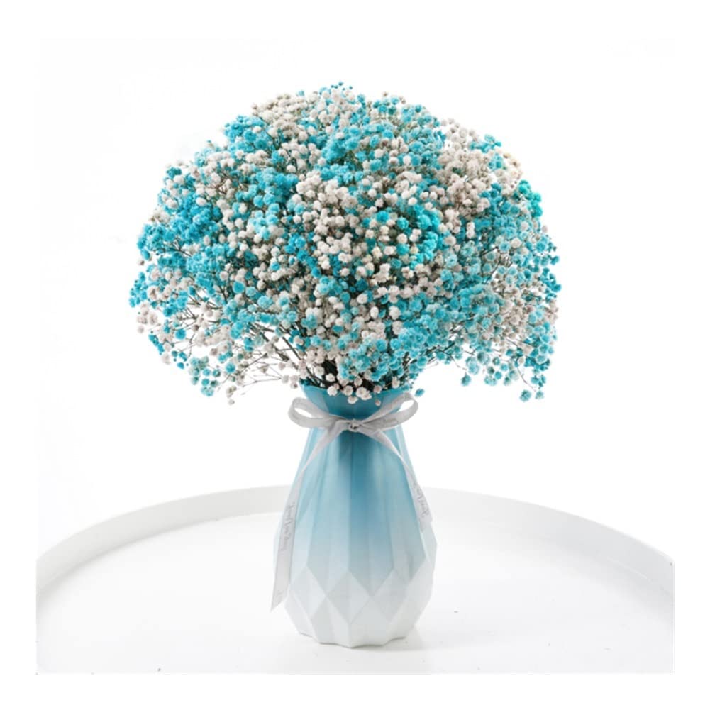 XDLEDMKIZ DIY Artificial Flowers Baby's Breath Flowers, Fake Flower Gypsophila Bouquets with Vase for Home Dining Table Window