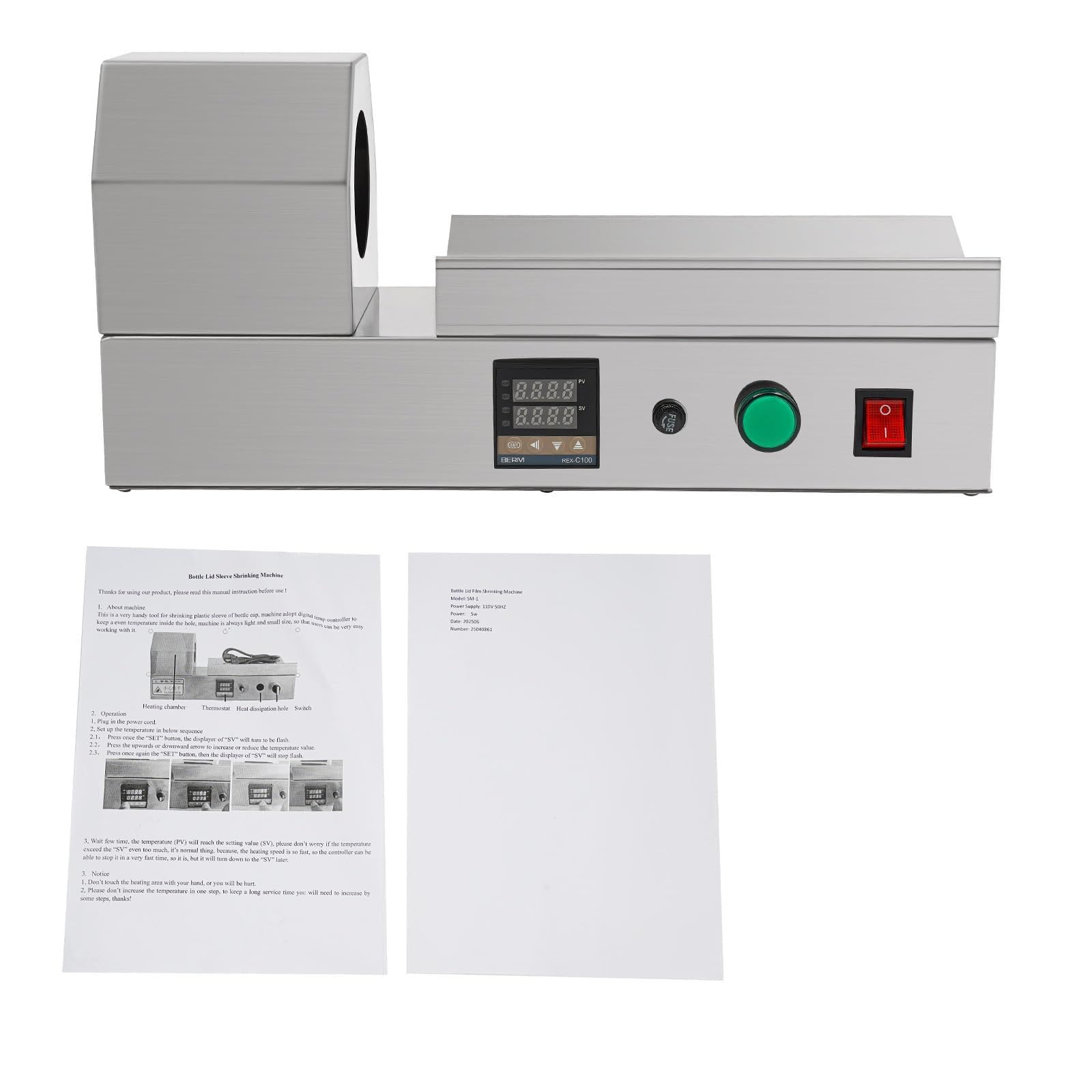 Máquina termoencogible de cápsulas de PVC con Pantalla Digital termostática para Envolver Tapas de Botellas de Vino, Ajustable de 0-400℃, para diámetro máximo de 70 mm