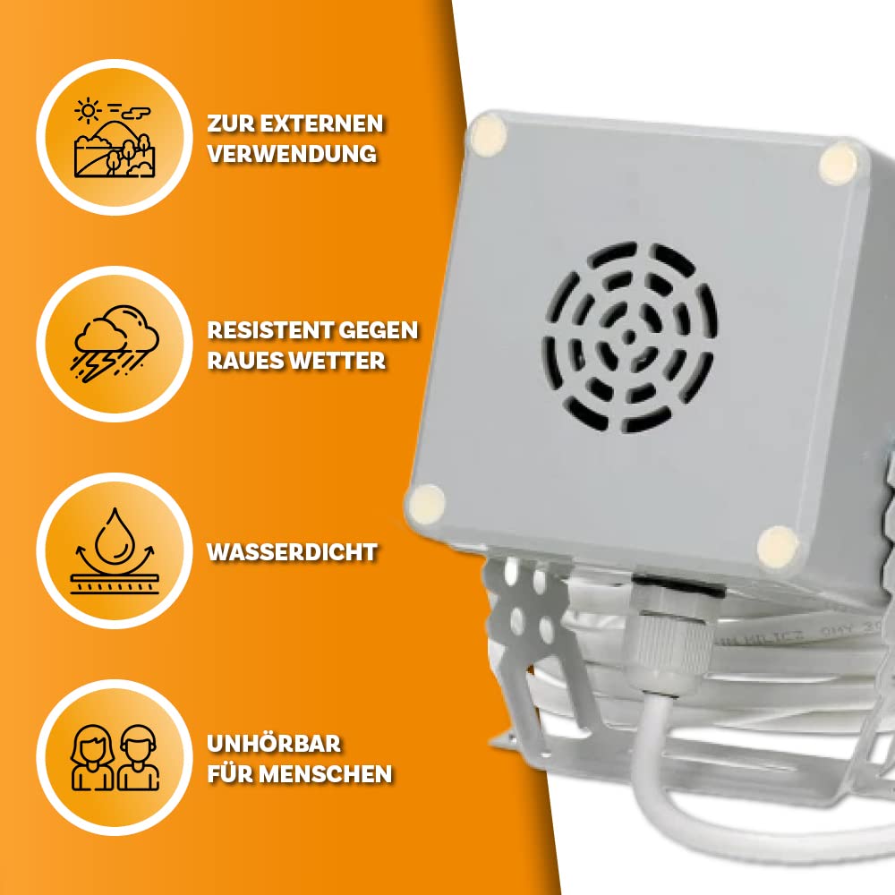 Repelente ultrasónico para roedores 1 altavoz | Silencioso y eficaz | Impermeable | Alta frecuencia | Para el jardín, la terraza y el balcón