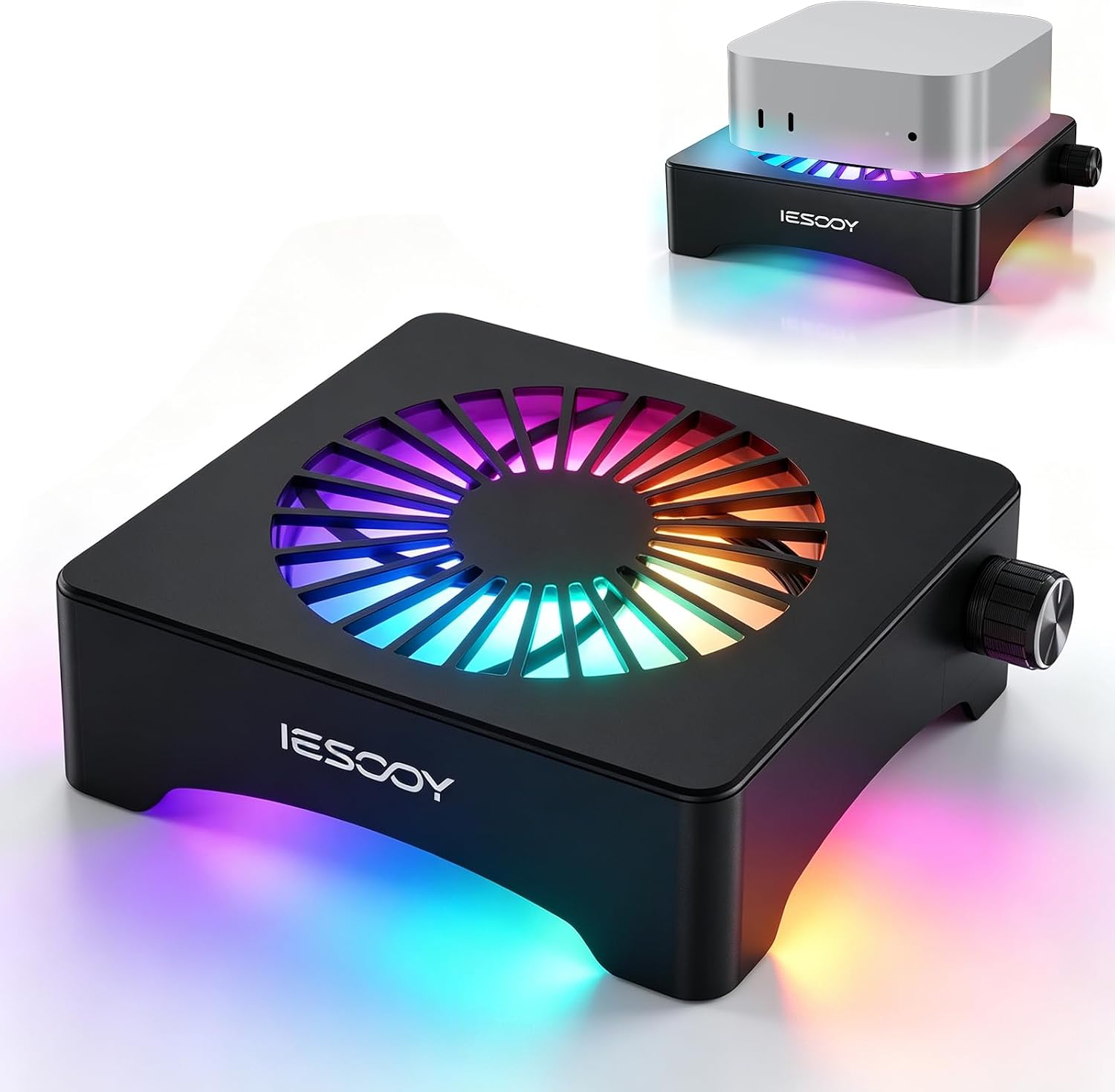 Iesooy Aluminum Cooling Stand, Quiet 120mm 12V Fan with ARGB Light