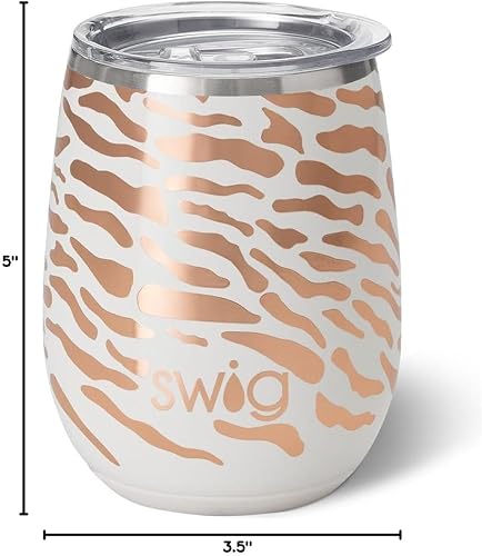 Miniatura 7 de Swig Life Vaso de vino sin tallo de 14 onzas, vaso de vino aislado con tapa, vaso de viaje de acero inoxidable (Glamazon Rose) Caliente,Confetti,En
