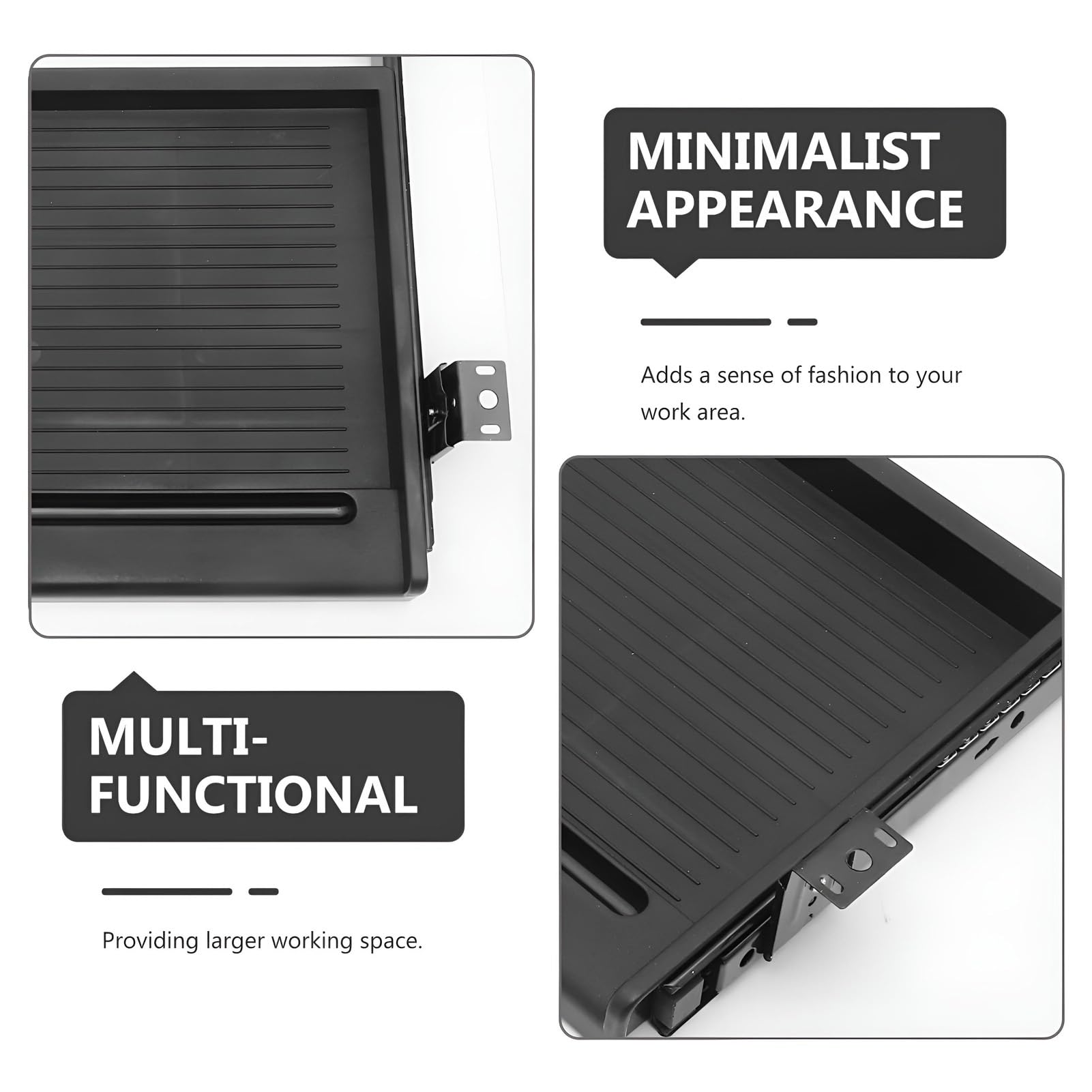 Bandeja para teclado debajo del escritorio de 20.3 x 10.6 pulgadas, estante deslizante para cajón de computadora para el hogar/oficina, fácil instalación de tornillos ocultos, ahorra espacio, diseño