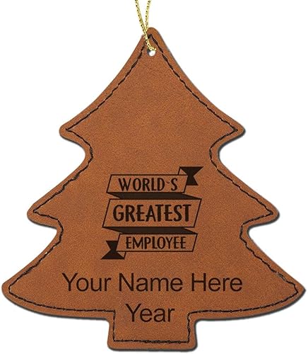Miniatura 8 de LaserGram Personalized Christmas Ornament, World's Greatest Employee, Faux Leather, Custom Laser Engraved Gift Idea (Tree Shape, Pink) Pink,Negro