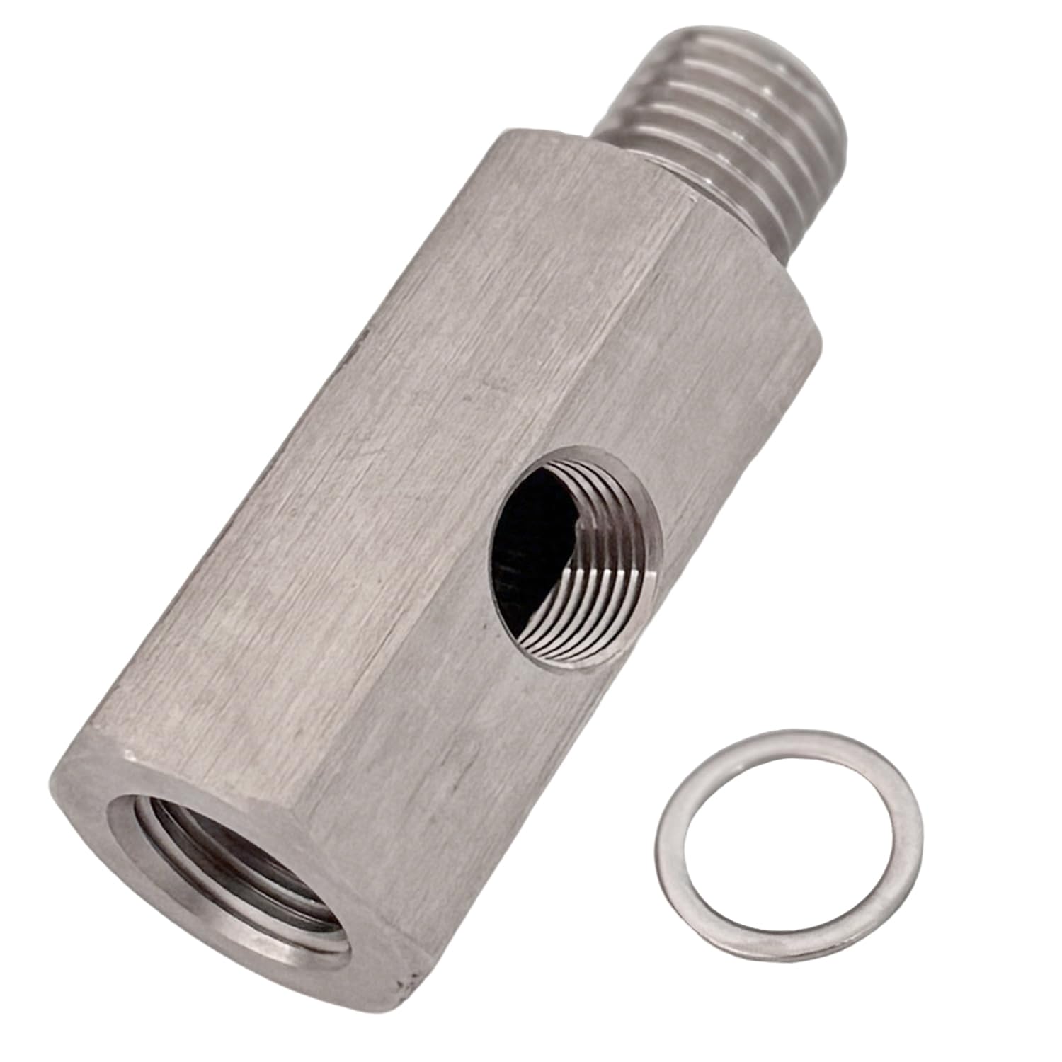 M12 1.5 to 1/8 NPT Oil Pressure Sensor Tee Adapter Turbo Supply Feed Line Gauge Stainless Steel M12x1.5 Female to M12x1.5 Male with 1/8 NPT Side Port Hose