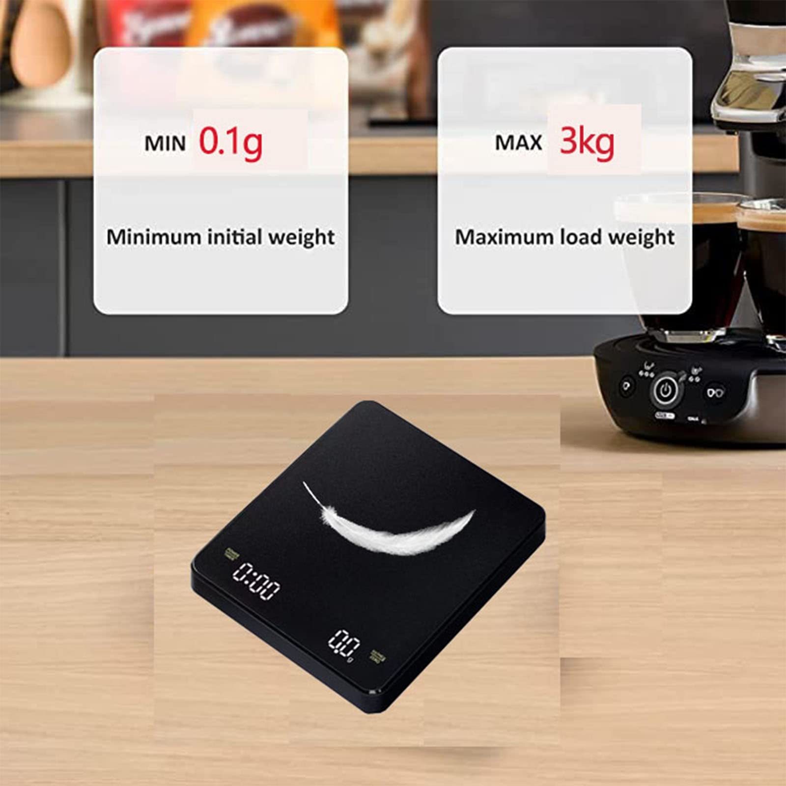 Espressokoffieweegschaal Met Timer, Druppelkoffieweegschaal Kleine Zakkoffieweegschaal Brouwlekbak Koffieweegschaal Waterdichte Voedselweegschaal Digitale Keukenweegschaal Voor Koken Bakken