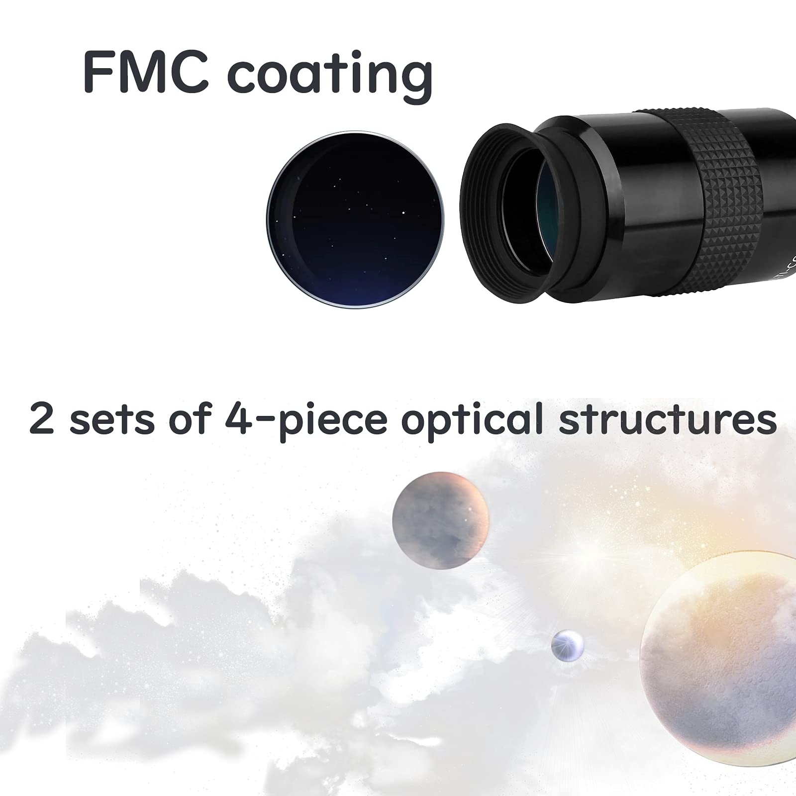 Svbony Oculare telescopico SV131, 40 mm, 1,25 pollici, obiettivo grandangolare FMC a 48 gradi, con filtro, accessori per telescopio per osservazione planetaria lunare