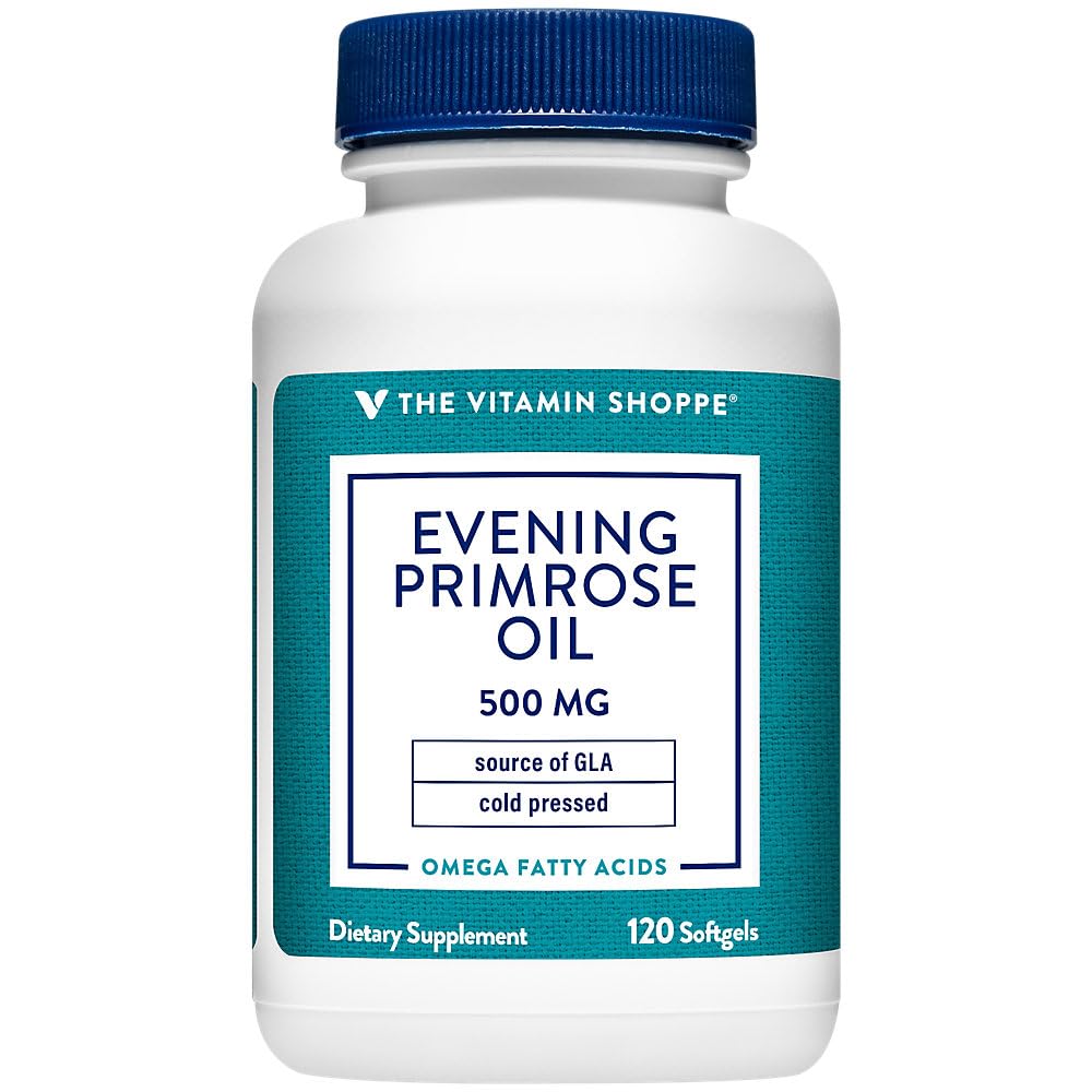The Vitamin Shoppe Evening Primrose Oil 500mg - GLA Omega-6 | Women's Hormonal Balance | 120 Softgels | Cold-Pressed 500 MG (Pack of 1)