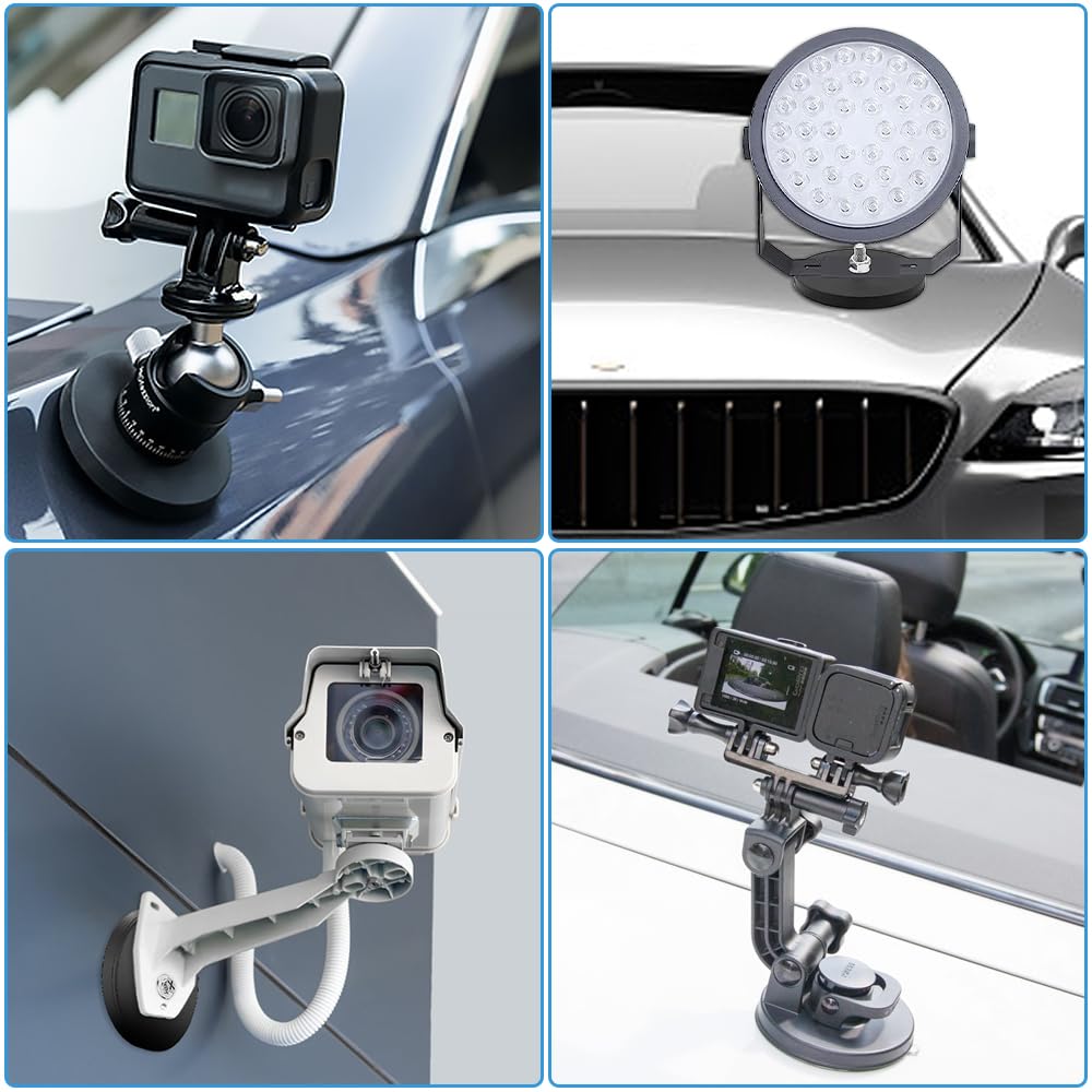 mizikuu Magneti al Neodimio Gommati, 4 pezzi Magnete Diametro 43mm con Perno Filettato Maschio M6 e Gomma Rivestimento, Forte Supporto Magnetico Per Illuminazione, Fotocamera, Strumenti, Attrezzatura