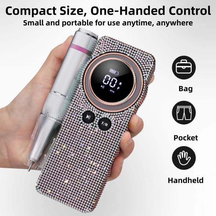 Set di punte elettriche per unghie, 35000 giri/min, portatile, ricaricabile, per rimuovere la lucidatura delle unghie, portatile, senza fili, per manicure e pedicure a casa