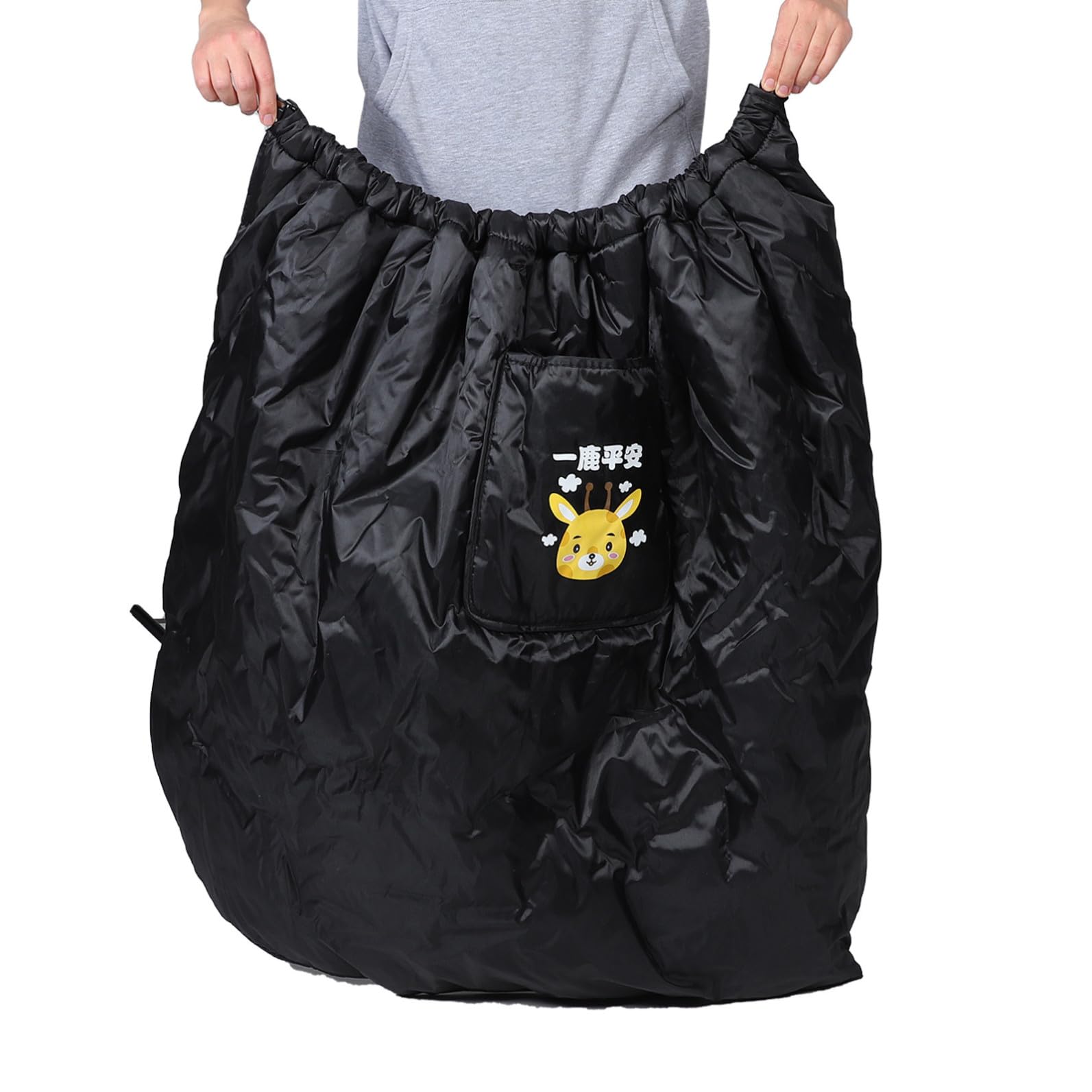PRETYZOOM Tablier de Jambe en Coton Peluche Noir pour Trottinette Électrique Résistante Pluie et Vent Protection Le Froid Vent, Housse Pare-Brise pour Usage Extérieur