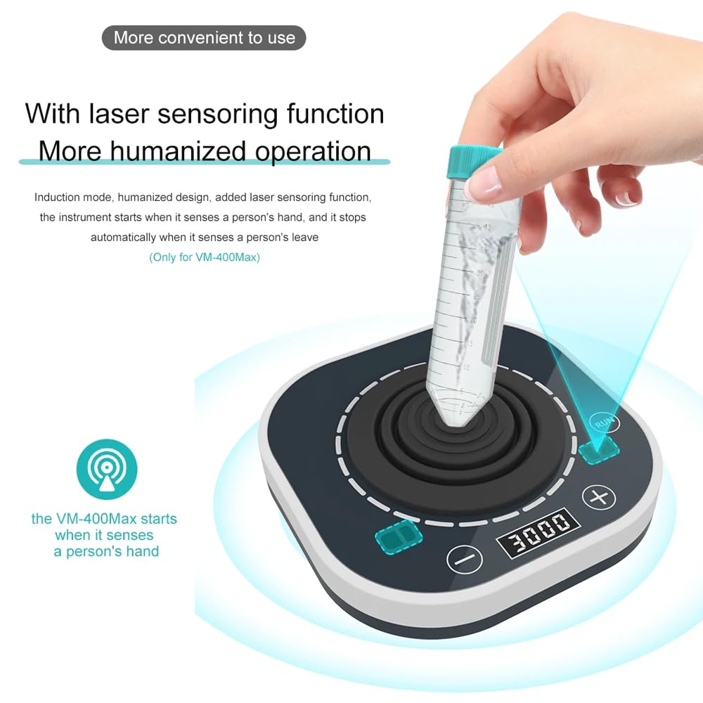 Mezclador de vórtice de laboratorio, mini agitador para mezclar frascos y tubos de ensayo, velocidad ajustable 100-3000 rpm, oscilación circular de 4 mm, pantalla LED, control táctil, luz ambiental