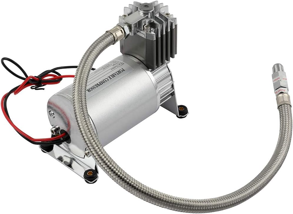 LSAILON Horns Heavy Duty Onboard Air Compressor 12V 200 PSI Universal Train Cars Air Horns Compressor with Fuse Replacement for Vehicles Semi Pickup Trucks