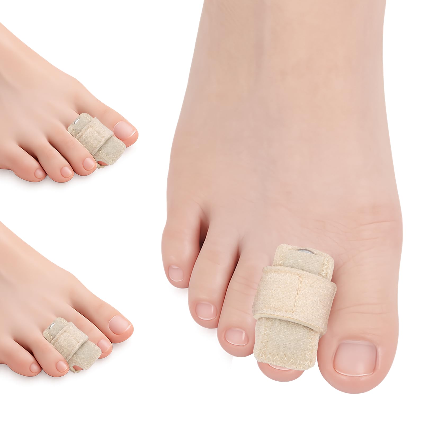 2 PCS Zehenschiene, Zehenglätter Für Hammerzehen Korrektur, Zehenschutz, Krallenzehen, Gekrümmte Zehen, Gebrochenen Zehen, Verstauchung Für Männer Und Frauen Geeignet, Beige