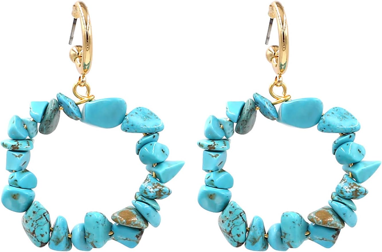 14K Gold Plated Turquoise Earrings for Women Handmade Turquoise Dangle Drop Earrings Turquoise Jewelry for Women