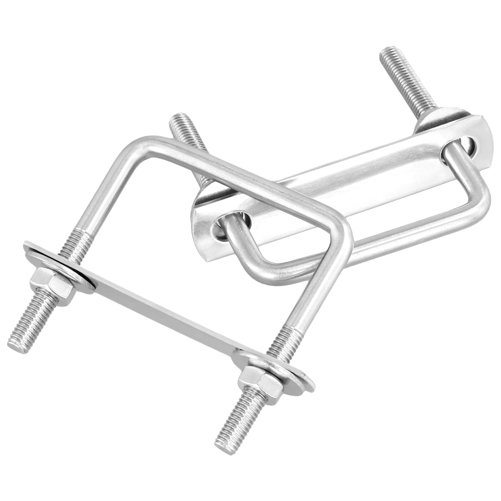 FUNSUEI 10 viti a U M8 in acciaio inox, 65 x 80 mm, bullone a U con dadi e piastra del telaio, staffa a U con filettatura per il fissaggio del tubo, traino auto