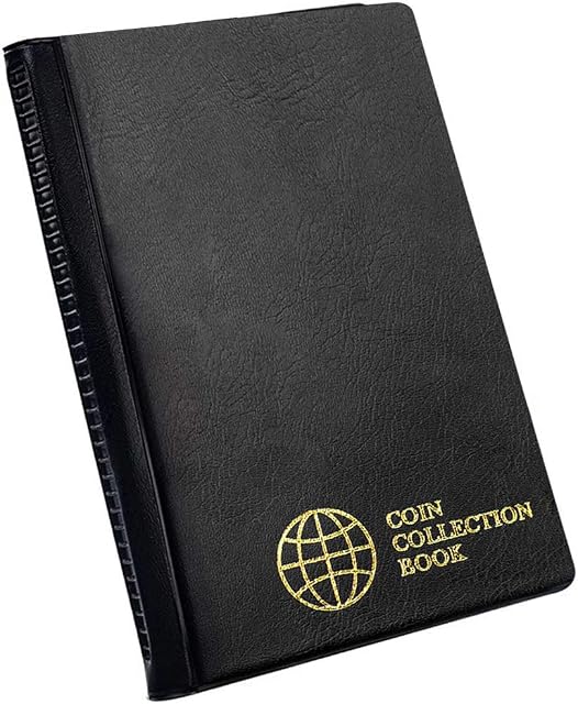 Coin Collection Album 120 Pockets - 3x3cm/1.2x1.2 inch Coin Holder Book Coin Storage Album Money Penny Pocket for Collectors Black CS0112BK