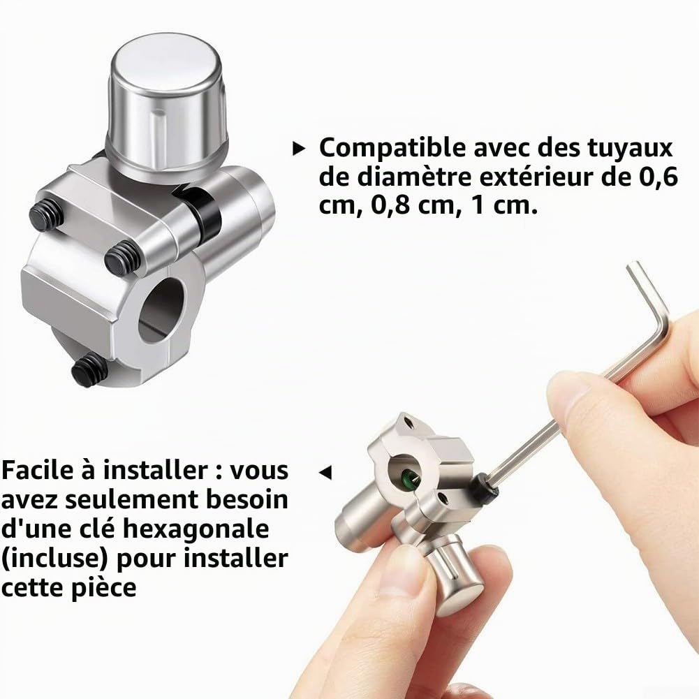 BPV31 Kit de valve de robinet de perçage compatible avec les tuyaux de 6,35 mm de diamètre extérieur, 5/16" et 3/8", Kit de tuyau de recharge R134a pour manomètre de réfrigérateur