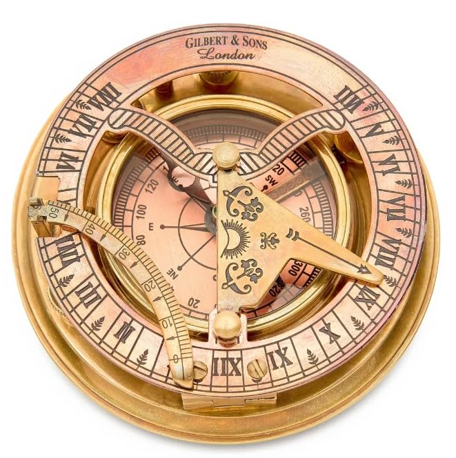 Boussole à cadran solaire Gilbert & Sons London, le cadeau vintage en laiton idéal